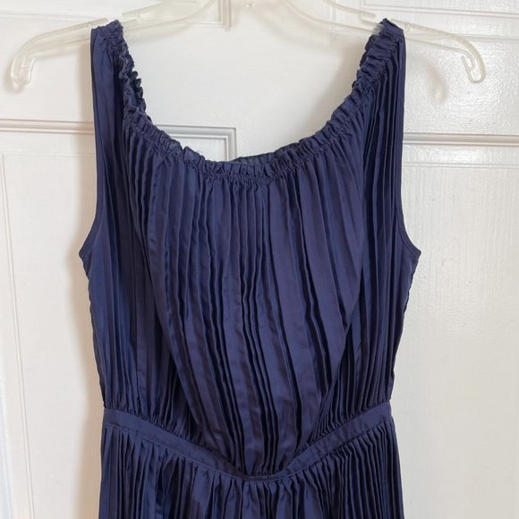 Rachel Comey Dress Long Maxi Silk Navy Blue Mini Pleats Formal Gown 4 - Picture 7 of 13